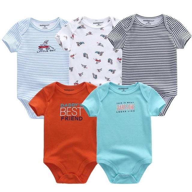 Rompertjes set van 5 Rood/Wit/Blauw 0 tot 4 maanden