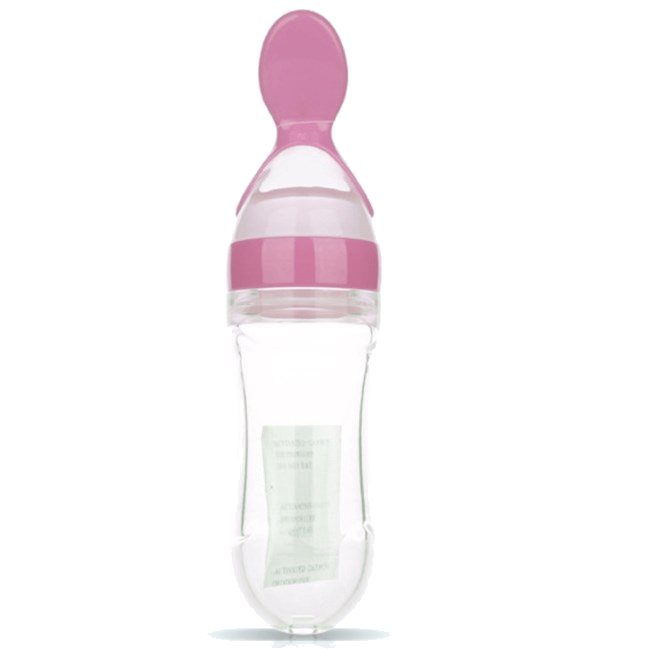 Baby Knijpfles Oefenlepel 90ml - Roze