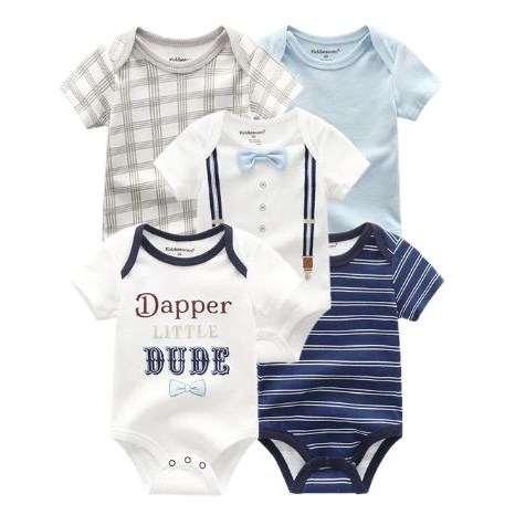 Rompertjes set van 5 | Blauw/Dapper - 0 tot 4 maanden