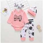 Babysetje | Hello World - 3 tot 6 Maanden -  Roze
