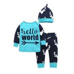 Babysetje | Hello World - 3 tot 6 Maanden - Blauw
